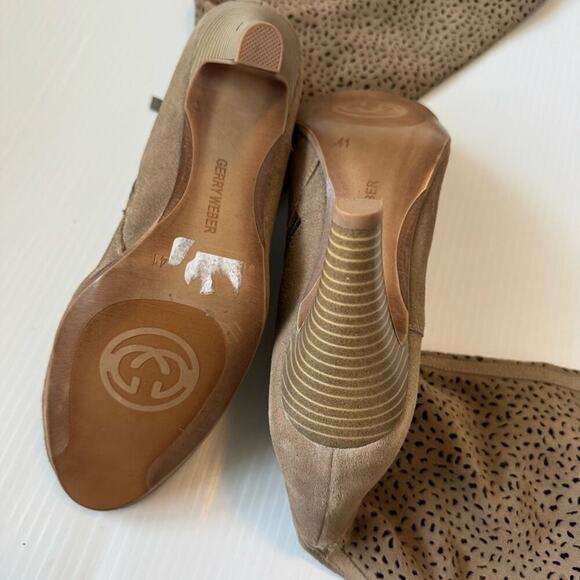 Gerry Weber stacked heeled boots tan suede real leather  size 41 EU - Picture 6 of 13